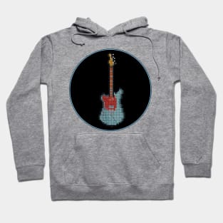 Tiled Pixel Lefty Mustang Guitar in a Black Circle Hoodie